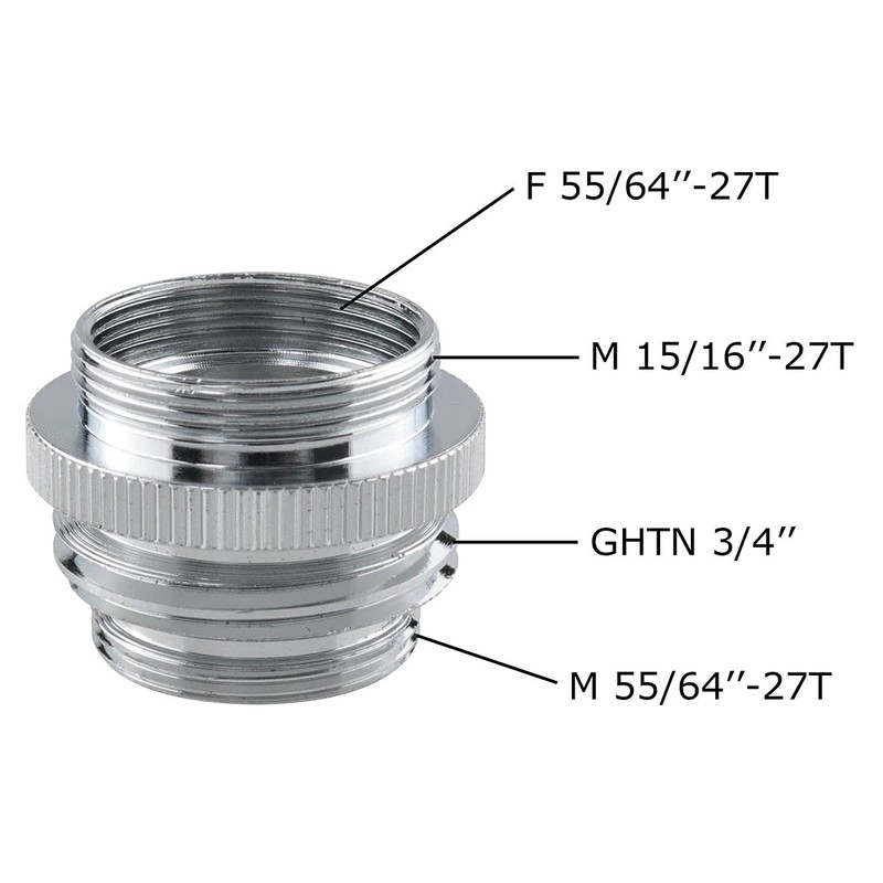 Ruiwaer Faucet Adapter (Convert External Thread (15/16"-27) or Internal Thread