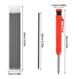 Emperoch Carpenter Pencil Set,2Pcs Mechanical Carpenter Pencils with Sharpener and 12Pcs Refills, Solid Deep Hole Architect Pencils for Woodworking Construction Carpenter Architect Marking Drawing