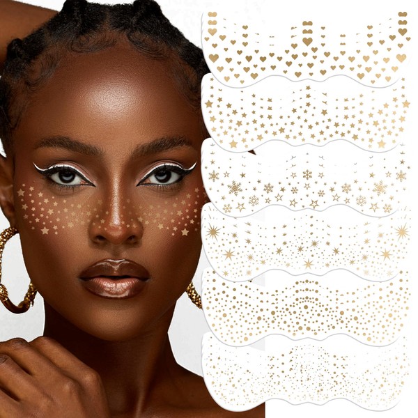 18 pcs Glitter Freckles Face Tattoos, Party Sparkle Stickers, Temporary