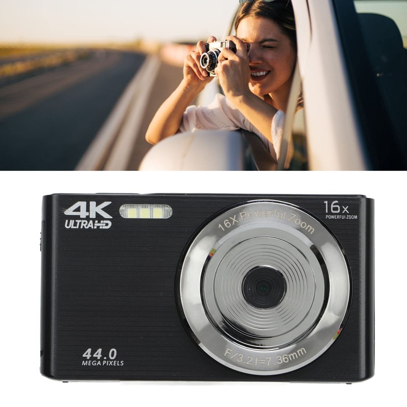 Digital Camera, 4K 44MP 16X Digital Zoom Point and Shoot