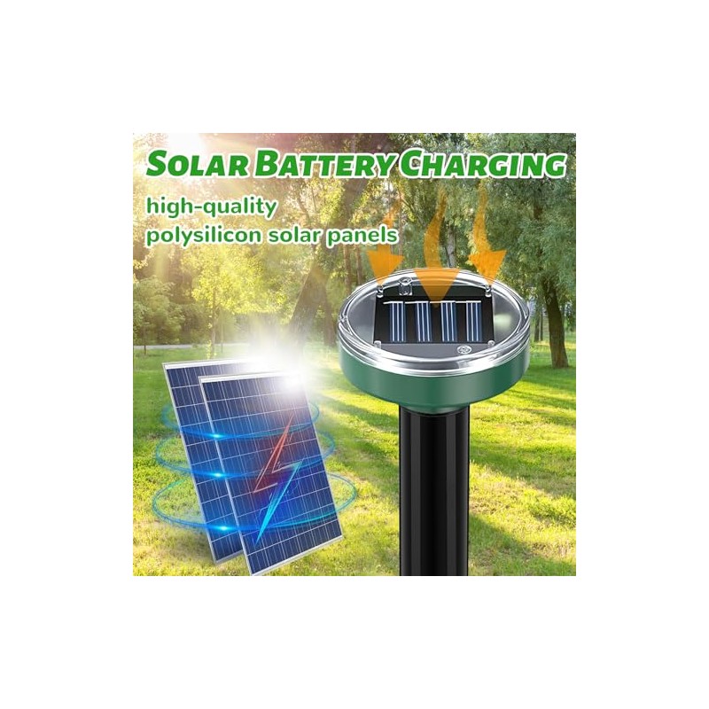 Solar Powered Mole Repellent 10 Pack, Effective Ultrasonic Gopher Repeller