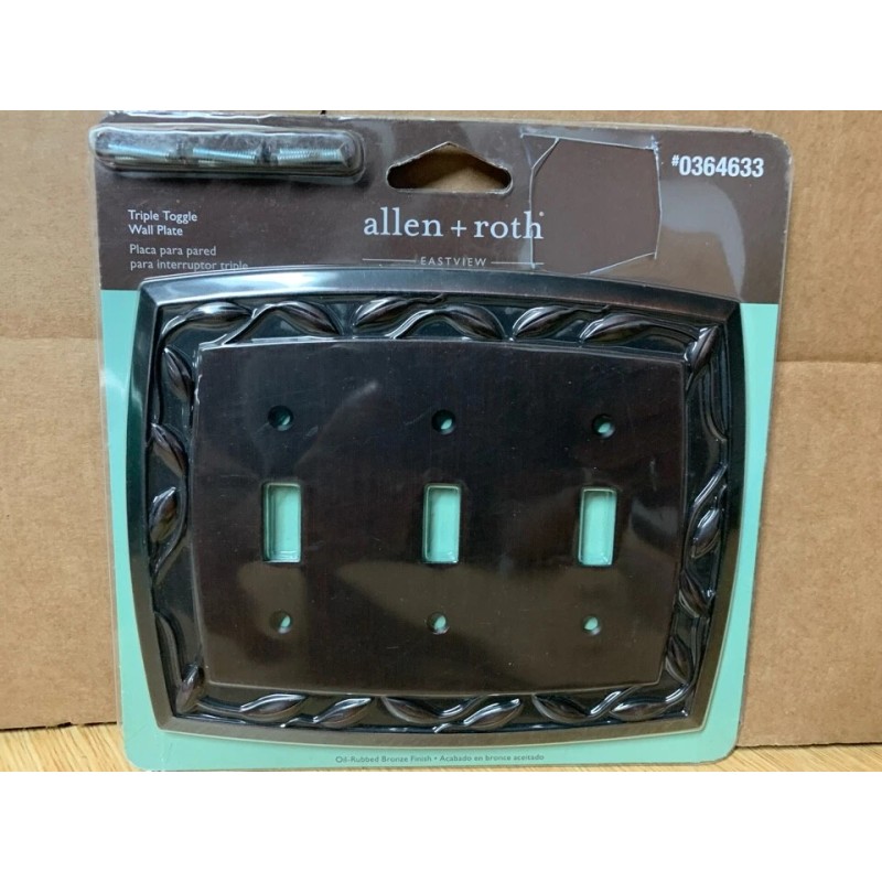 allen + roth Eastview 3-Gang Toggle Wall Plate, Dark Oil-Rubbed