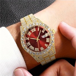 Men Women Watches Luxury Golden Women's Watches Fashion Watch Clock - Colour: Golden(red)