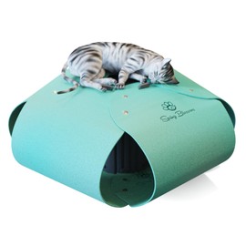 Spring Blossoms Cat Tunnel, Cat Cave for Indoor Cats Bed,Scratch Resistant Cat Toys for Medium Large Cats Hide and Seek Toy (Sky Cyan)