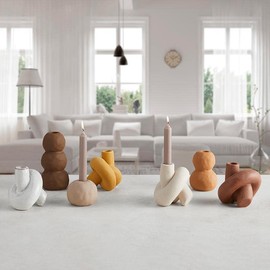 47th & Main Modern Bubble Holder for Taper Candle Ceramic Candlestick Candleholder, 3.75" Dia x 4.5" H, Orange