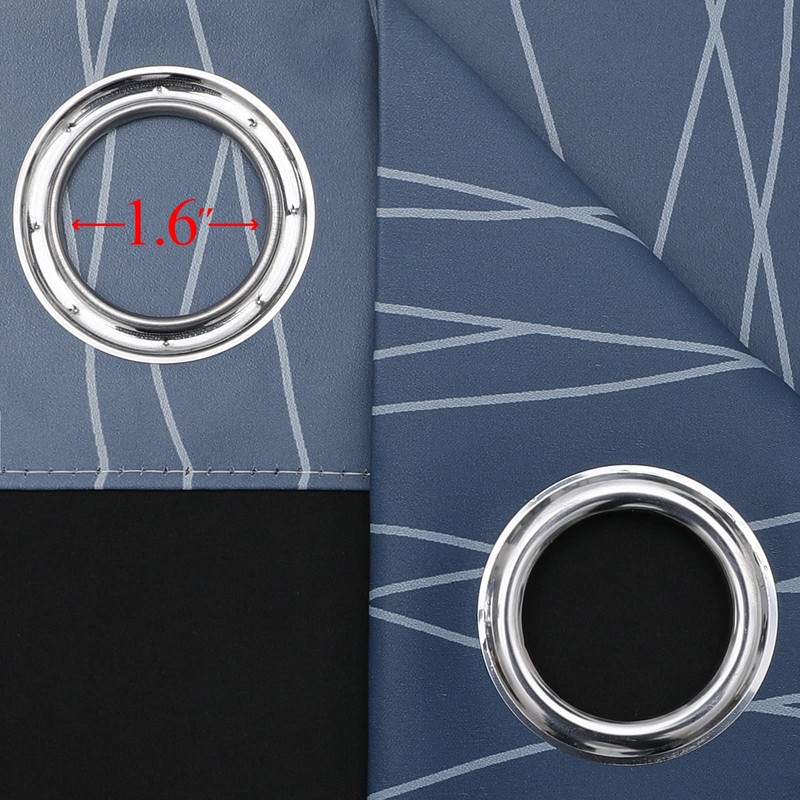 Estelar Textiler Navy Blue and Greyish White Blackout Curtains 108