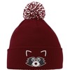 Hippowarehouse Cute Raccoon Face Embroidered Beanie Hat with Bobble Maroon