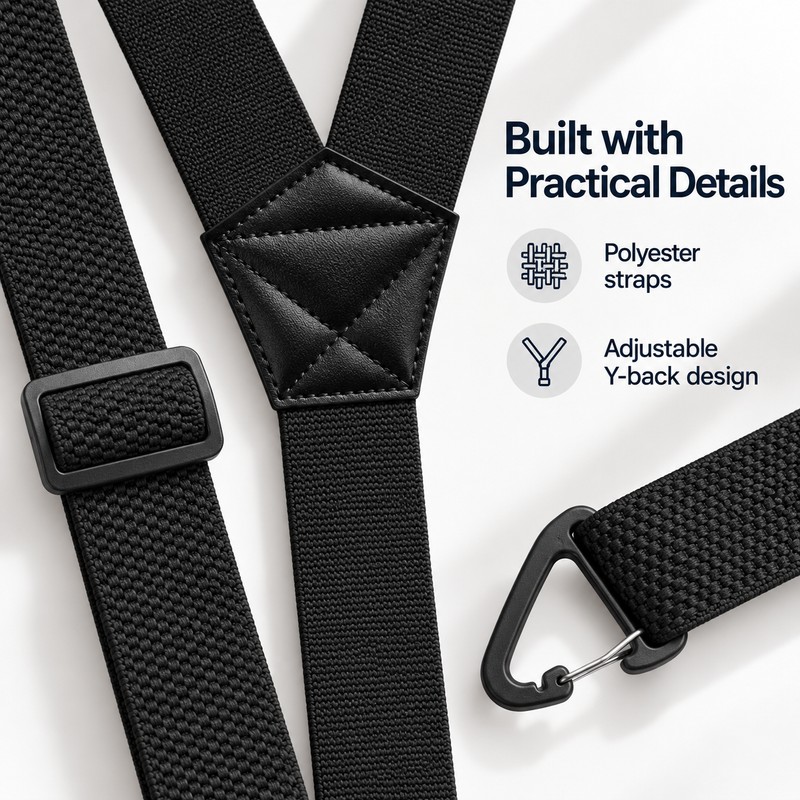 Hidden Suspenders for Men – 1.5-Inch Wide Y-Back Polyester Pants