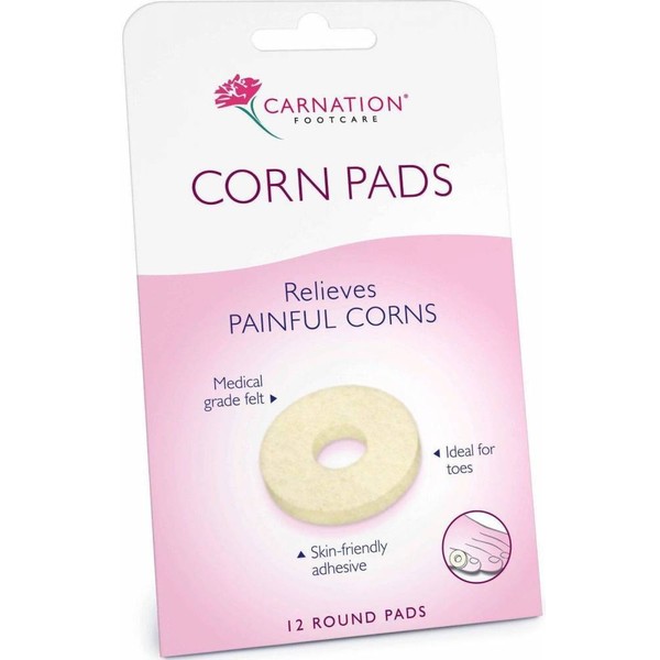 CARNATION CORN PADS 12 PIECES, RELIEVES PAINFUL CORNS