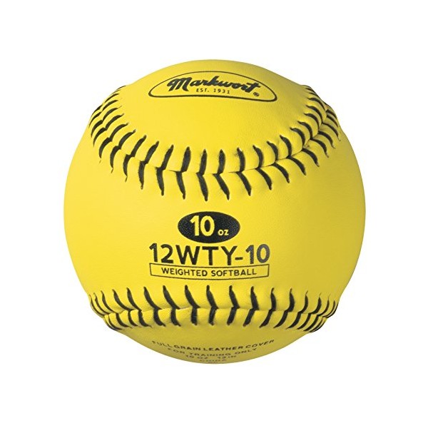 Markwort Lite Weight and Weighted Leather Softball, Optic Yellow, 10-Ounce
