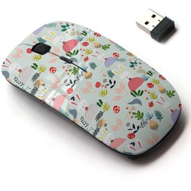 2.4G Wireless Mouse with Cute Pattern Design for All Laptops and Desktops with Nano Receiver - Cute Rabbit Bunny Girl Egg