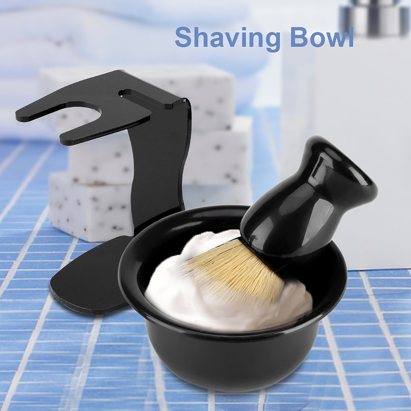 3 PCS Professional Men Shaving Brush Stand Holder Bowl Set