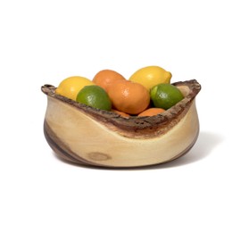Lipper International Acacia Rustic Tulip Serving Bowl with BARK Edge MED