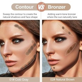 2 barras de contorno líquido de tonos fríos, contorno de nariz con cepillo para piel clara y gris bronceador, crema mezclable, ligera, ultra mezclable