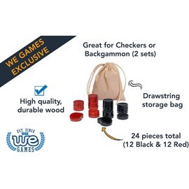 WE Games Wood Checkers with Stackable Ridge - Red/Black