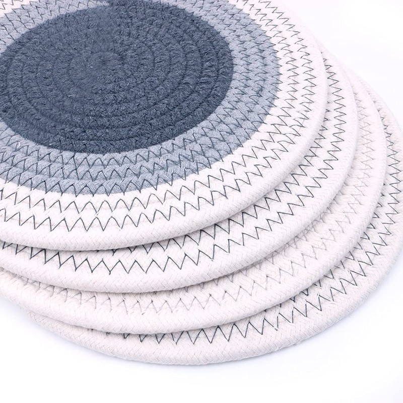 Alnicov Round Placemats Cotton Woven Rattan Heat Resistant Non-Slip Washable