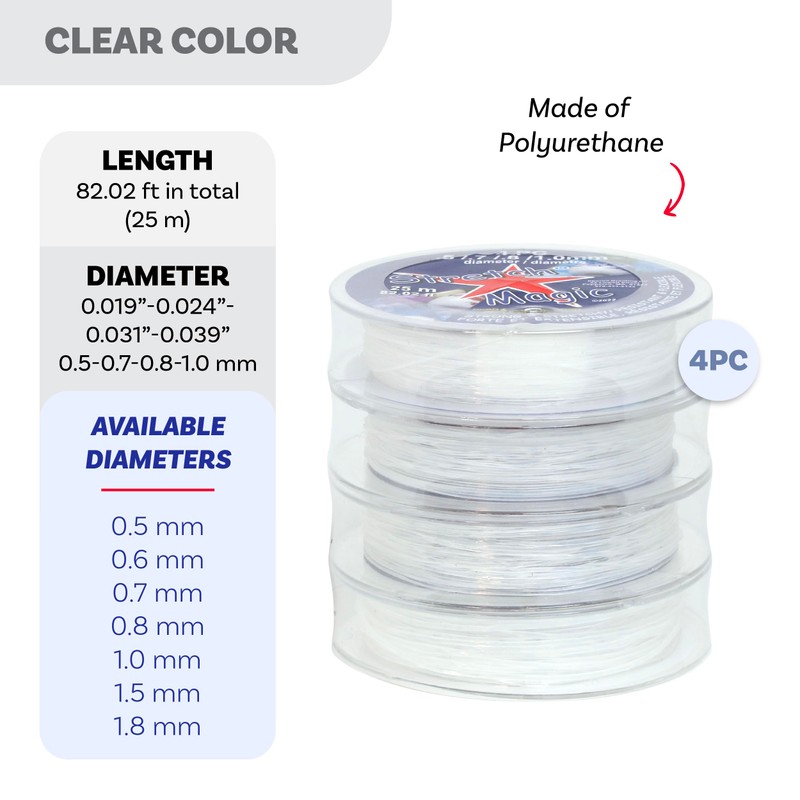 Stretch Magic Clear 4 Assorted Pack - 0.5mm, 0.7mm, 0.8mm