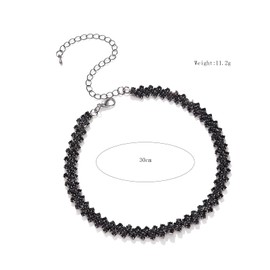 Gold Rhinestone Chokers for Women,Delicate Bilayer Crystal Silver Chain Necklaces,Sparkly Party Prom Accessories for Teen Girls Jewelry Gift (Black)