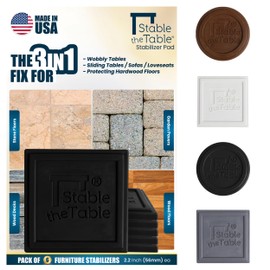 Stable the Table-6 Pack-Black Square, Furniture Leveler & Riser, Anti-Slip Sofa Gripper for Hardwood Floors, Floor Protector, Stacking Furniture Pad, Bed, Desk, Couch & Table Stabilizer, Made in USA
