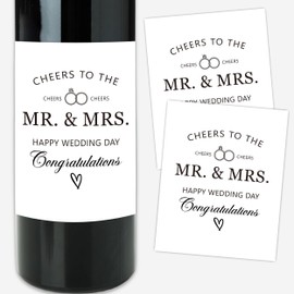 8 Pcs Mr and Mrs Gifts Wine Bottle Labels, Wedding Engagement Gifts for Couples Newlyweds, Bridal Shower Bride to Be Gifts, Wine Labels Stickers for Christmas Wedding Party, 4x5 Inch-A65