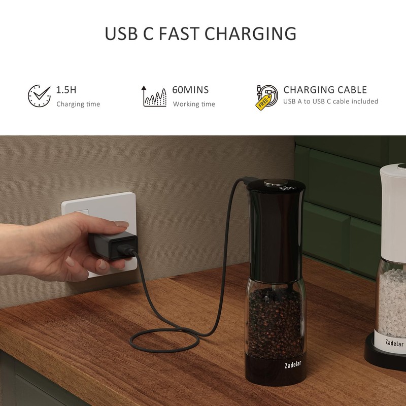 Salt and Pepper Grinder Set with LED Power Display Larger