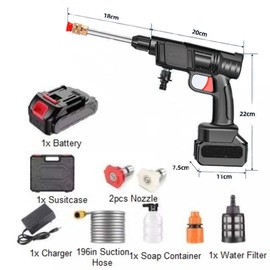 Blusonno Cordless Pressure Washer, 30Bar Battery Powered with 3 Spray Modes and Accessories, Handheld Electric Power Washers for Cars/Fences/Driveways/Patios/Home Cleaning (Standard)