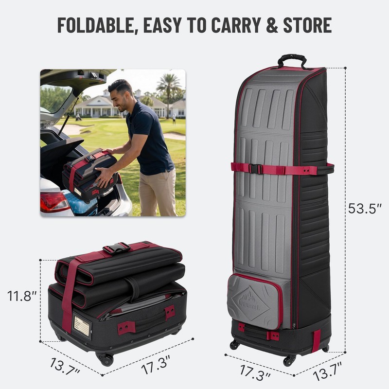 Golf Travel Bag Foldable, 1680D Oxford Fabric Padded Protect Golf