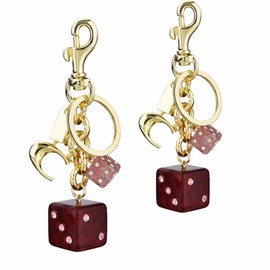 2 pack Dice Crystal Drip Purse Key Chain Charms, Red Alloys Dice for Backpack, Handbag Bag Pendant Cute Keychains, Crystal Women Fashion