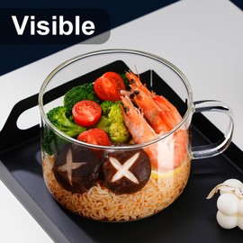 Baalaka Ramen Bowls Microwavable, Glass Soup Bowls With Handles, 34oz/1000ml Soup Mug With lid, Use-Friendly Ramen Bowl Set With Chopsticks