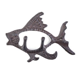 Grace Home Cast Iron Fish Design Wall Hanger Vintage Design Hooks Keys Towels Hook Metal Wall Mounted Heavy Duty Decorative Gift Idea (Single Fish Hook)