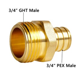 TALEGEN 3 pcs 3/4" PEX Male x 3/4” GHT Male Connector, Brass Pex Fitting, Garden Hose Adapter for PEX Plumbing, Garden Hose, and Irrigation Systems
