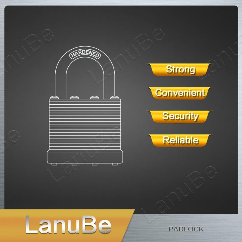 LanuBe Lock Laminated keyed Padlock (1-9/16", 40mm), keyed Alike Locks,