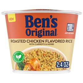 BEN'S ORIGINAL Roasted Chicken Flavored Rice Single Serve Cup, Snack or Side, Microwave in 3.5 Minutes, 2.4 oz (Pack of 8)