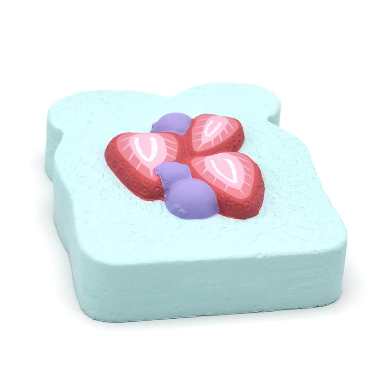 Kiibru ストロベリー トースト スクイーズ ジャンボ 低反発ふわふわパン 誕生日ギフト (青色)