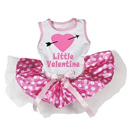 Peti Tebelle Dog Dress with Polka Dot Shirt White Tutu Skirt Pink, x-small, rose