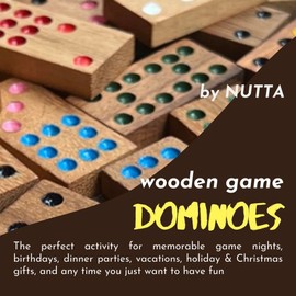 NUTTA - Dominoes Wooden Game 56 Tiles Classic Board Games Set for Adults and Teens Fun Indoor Outdoor Travel Camping Decorate Table Top Living Room Coffee Table Decor (Domino 56 Tiles)