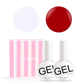 Vishine Soak Off UV LED Gel Nail Polish Duo Set (Snow White & Red)15ML × 2, Nail Art Kit