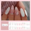 Carufin 24 Pcs Christmas False Nails Sparkling Sequins Snowflake Fake