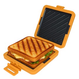 Microwave Sandwich Maker - Grilled Cheese Sandwich Maker，3-in-1 Toastie Panini Press with Dishwasher Safe Design No Electricity Needed Fast Cooking for Travel Friendly/Office/Home (Yellow)