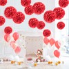 Pompom Tissue Paper Red Valentine's Day Christmas Decoration Pompom Decoration