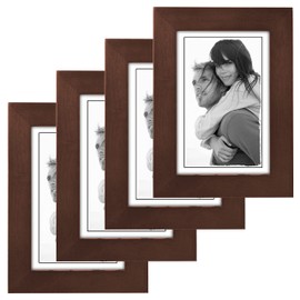 Malden International Designs Linear Classic Wood Picture Frame, 4-Inch by 6-Inch, Walnut 4-Pack