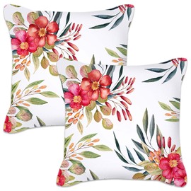 Betadistor Cushion Covers 45 x 45cm Throw Pillow Cases Modern Red Floral Pillowcases Square Outdoor Decorative Pillow Covers for Couch Sofa Home Decor Pack of 2, Flowers, 509-0169