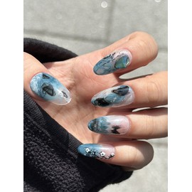 Real life gangster Phalaenopsis handmade nail tip - water drop / 실물깡패 호접지몽 수제네일팁 - 물방울
