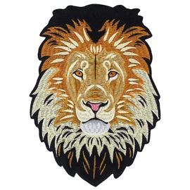 1 pieza bordado de lobo tigre Leolpard koala lobo perro león parche insignia de cabeza de animal apliques para planchar ropa playera accesorios de costura TH1241 (Lion)
