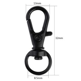 50 pcs Swivel Clasps Lanyard Snap Hook,cnomg Metal Swivel Lanyard Snap Hook Lobster Claw Clasp (Black)