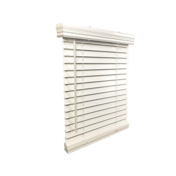 US Window And Floor 2" Faux Wood 24" W x 84" H, Outside Mount Cordless Window Blinds, Smooth White,CLF0102400840