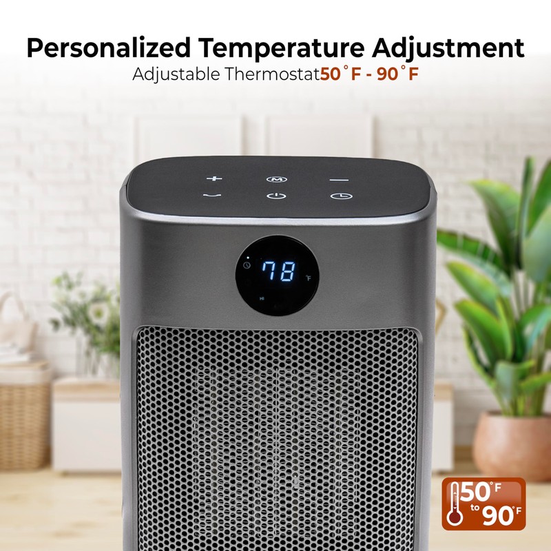 Comfort Zone Digital Desktop Heater, 1500W/1000W, ECO Mode, Thermostat, Remote