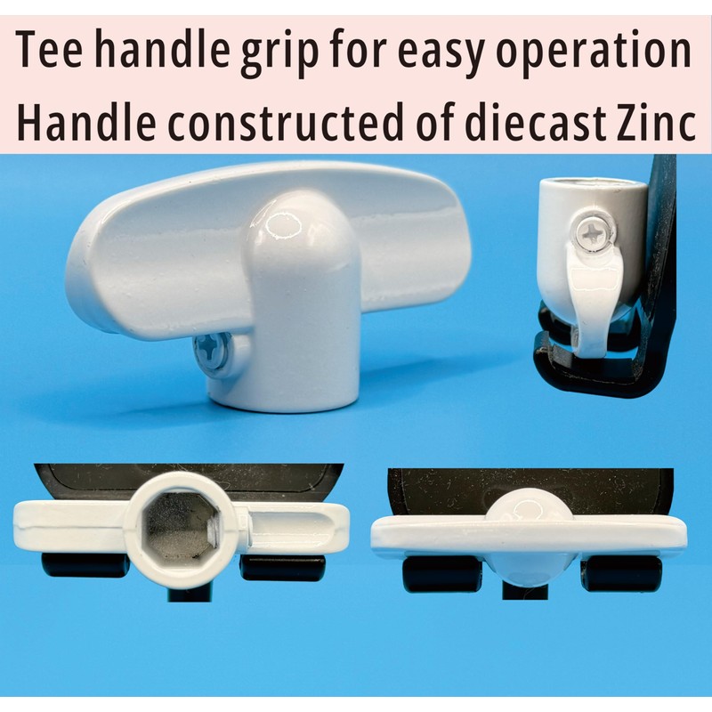 Universal Tee-Crank Casement Window Crank Handle,5 spindles(White) (4 Pack)