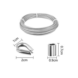 1/16 inch Stainless Steel 316 Aircraft Cable Wire Rope, 7x7 Strand Core 33 FT Length with 50 Aluminum Sleeves and 12 Thimbles for Marine DIY Rigging and Outdoor Use