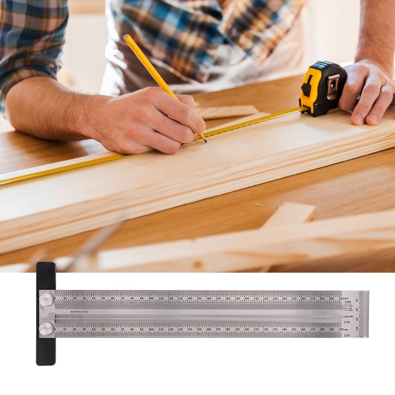 Woodworking Ruler Right Angle Stainless Steel Line Locator Carpenter Measuring
